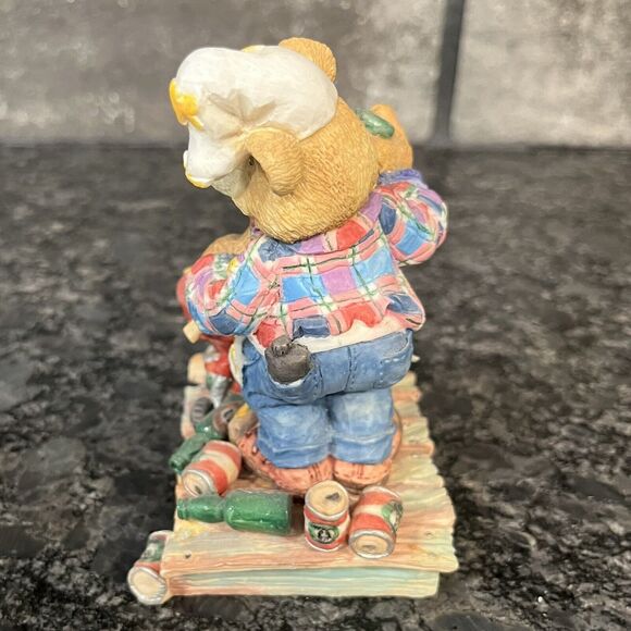 Enesco Moose Creek Crossing “Well Marinated” 1997 Bear Grilling Figurine #293156 - Picture 3 of 6
